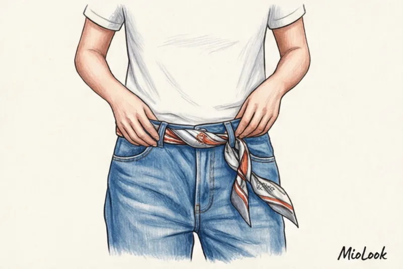 Платок вместо ремня: как стильно носить аксессуар с джинсами и брюками - 5