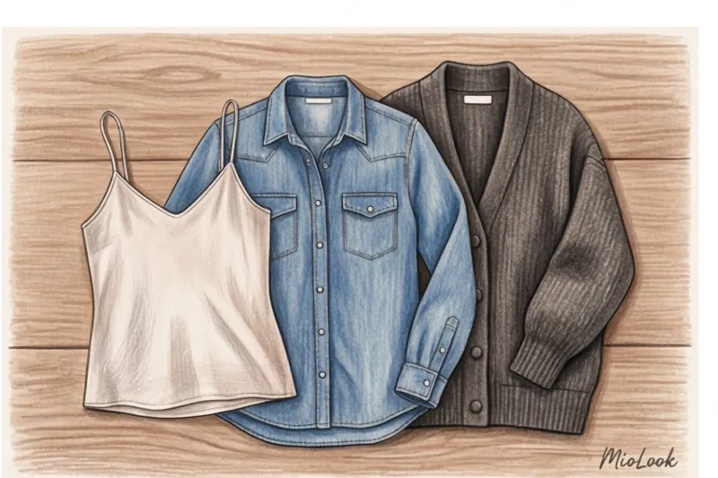 Сочетание фактур в многослойности: шелк, гладкая кожа, грубая шерсть и деним - 3