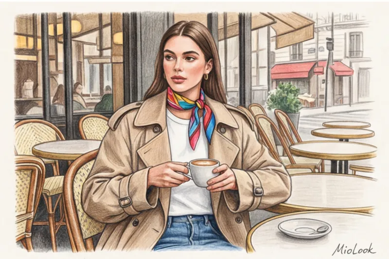 Французский шик: как носить маленький шейный платок (каре) - 8