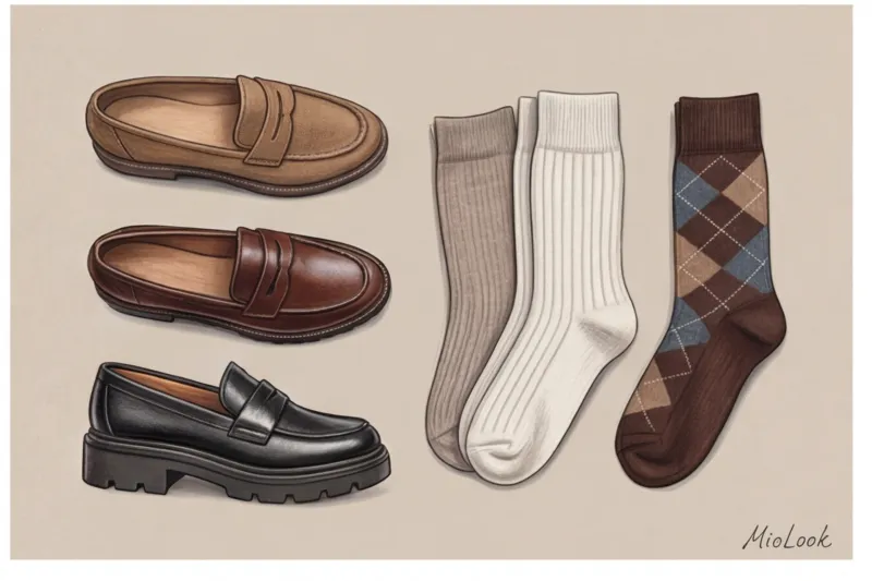 Как стильно носить носки с туфлями, лоферами и босоножками - 9