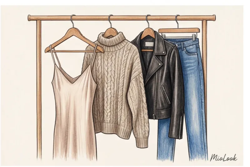 Сочетание фактур в многослойности: шелк, гладкая кожа, грубая шерсть и деним - 6