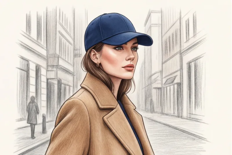 A baseball cap with a coat: how to wear it sportily chic