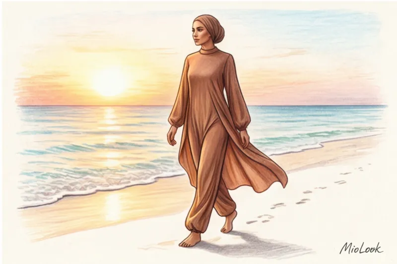 Скромная мода в отпуске: выбор буркини и пляжных образов - 9