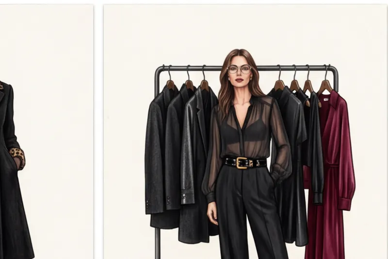 Цветовая палитра Mob Wife: черный, бордовый и анималистика в одном гардеробе - 3