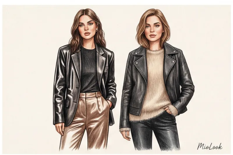 Сочетание фактур в многослойности: шелк, гладкая кожа, грубая шерсть и деним - 5