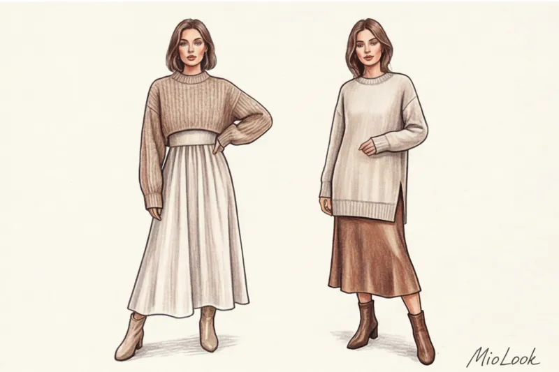 Свитер поверх платья: как правильно сочетать фактуры и длины - 8