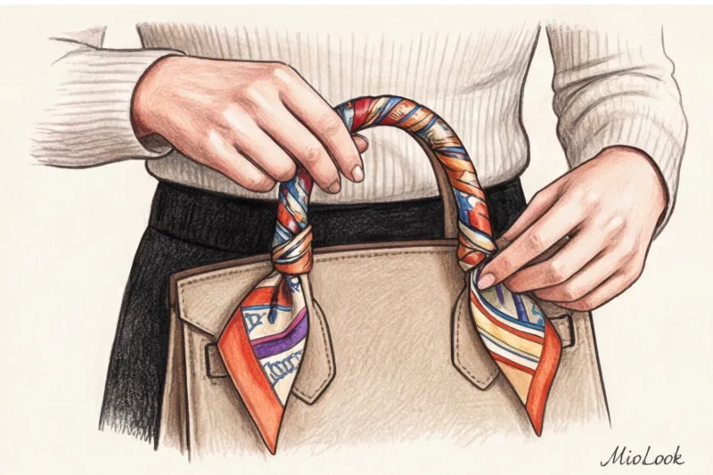 Платок твилли: 7 оригинальных способов использовать узкую ленту в образе - 8