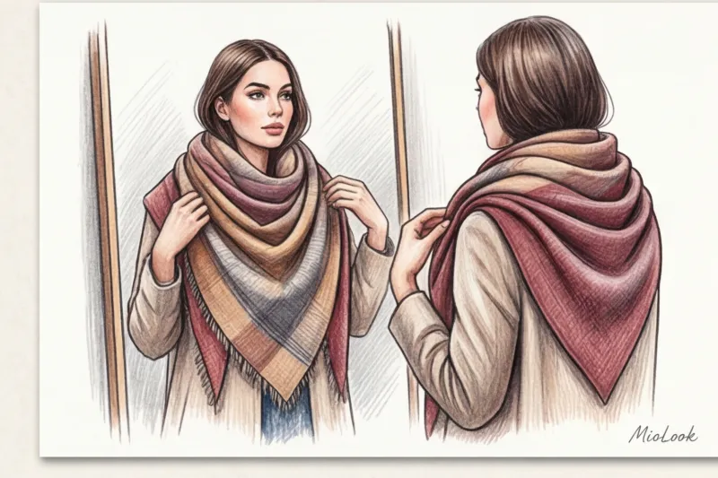 Шарф-плед: как стилизовать объемный оверсайз-шарф - 7