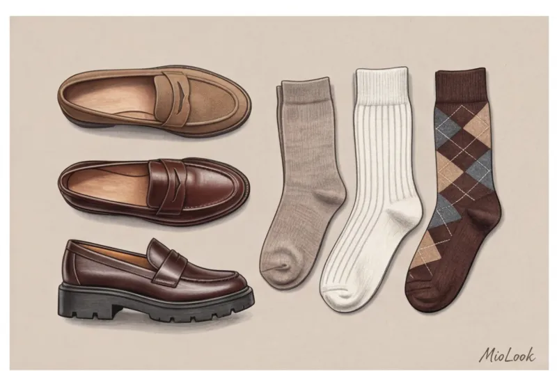 Как стильно носить носки с туфлями, лоферами и босоножками - 2