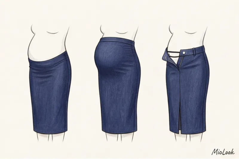 Как стилизовать добеременные юбки с растущим животом - 2