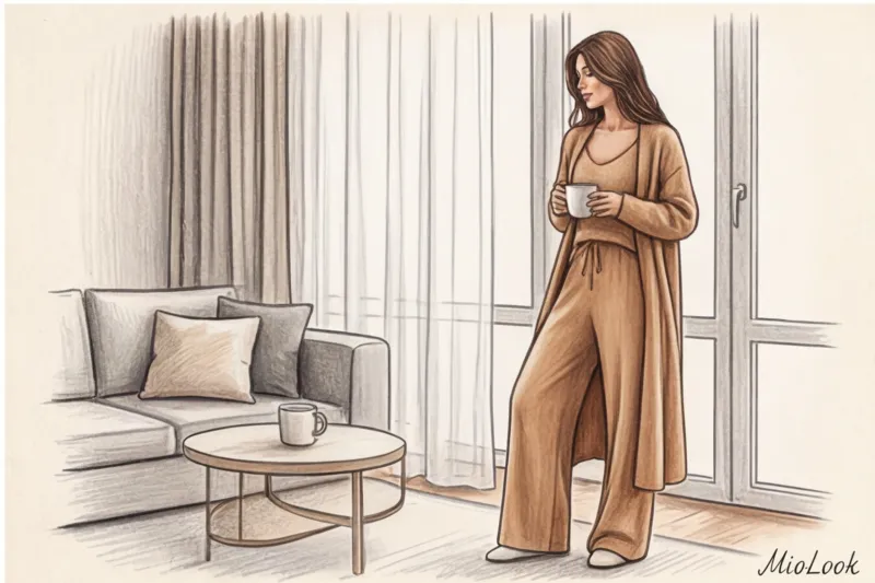 Теплая одежда для дома: стильные трикотажные костюмы на зиму - 9