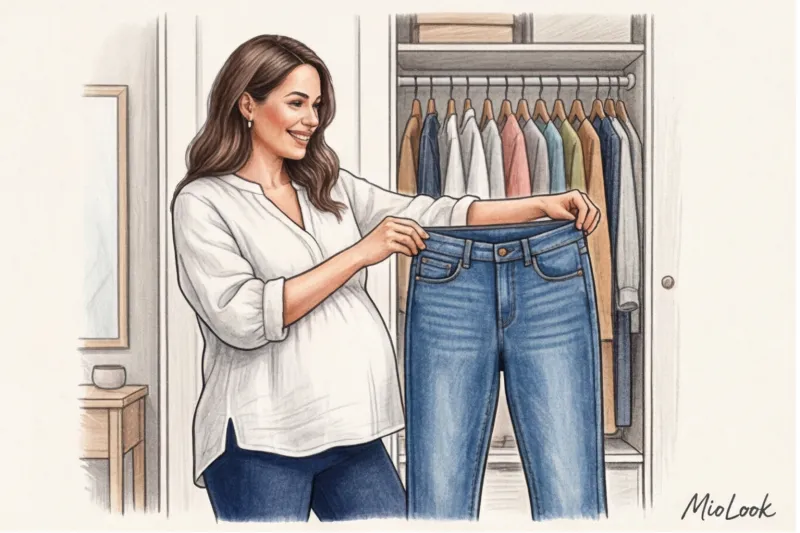 Как носить обычные джинсы беременным: лайфхаки от стилиста