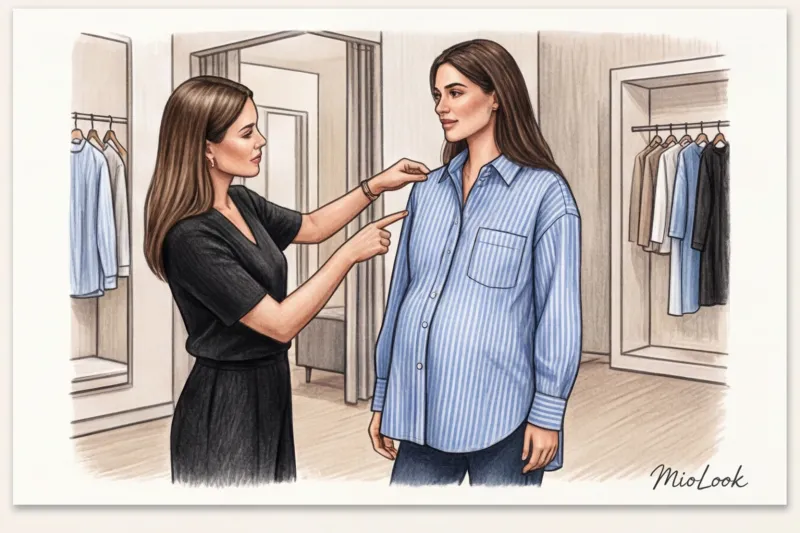 Стильные образы с обычной рубашкой для беременных - 8