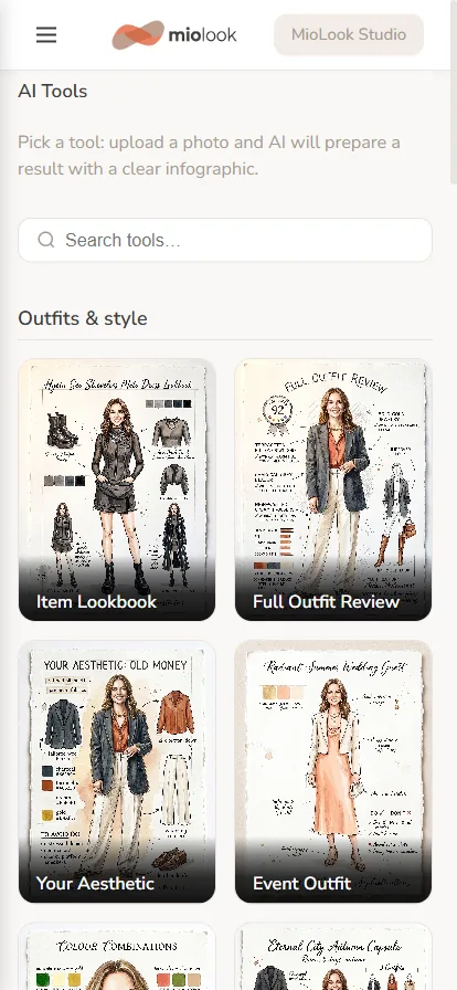 The Item Lookbook sits first in the AI Tools list